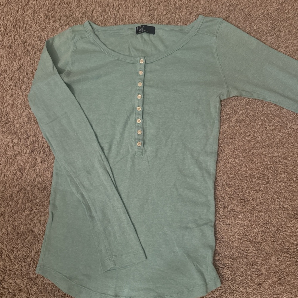 GAP Green Long Sleeve Henley Top